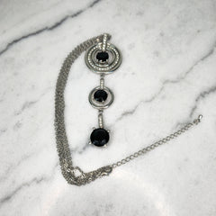 Silver Multi Chain Necklace with 3 Round Drops