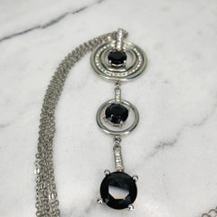 Silver Multi Chain Necklace with 3 Round Drops