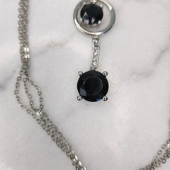 Silver Multi Chain Necklace with 3 Round Drops