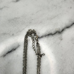 Silver Multi Chain Necklace with 3 Round Drops