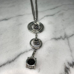 Silver Multi Chain Necklace with 3 Round Drops