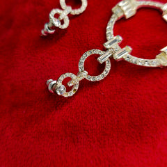 Oroton Silver Crystal Round Drop Earrings