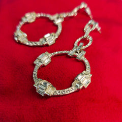 Oroton Silver Crystal Round Drop Earrings