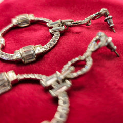 Oroton Silver Round Drop Earrings