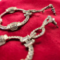 Oroton Silver Crystal Round Drop Earrings