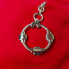 Oroton Silver Crystal Round Drop Earrings