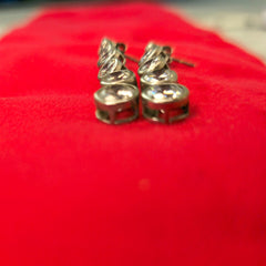 Unsigned Silver Round Drop Earrings