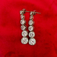 Unsigned Silver Round Drop Earrings