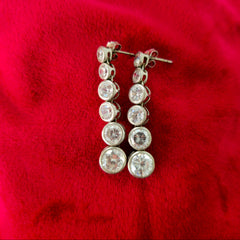 Unsigned Silver Round Drop Earrings