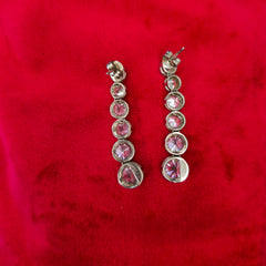 Unsigned Silver Round Drop Earrings