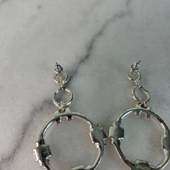 Oroton Silver Crystal Round Drop Earrings