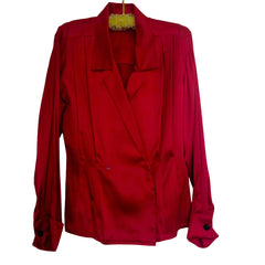 100% Silk Vintage 80s Anne Klein II Silk Red Blouse