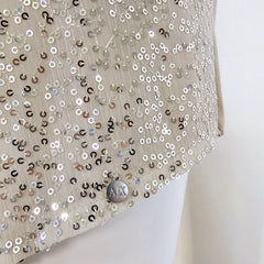 Armani Exchange Vintage Silver Sequin Sleeveless Vest – Size S