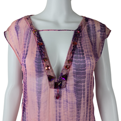 Lisa Ho Pink & Purple Silk-Blend Kaftan Dress – AU 6 (Resort Luxe Statement)