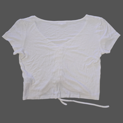 Lily Loves White Ruched Drawstring Top – Size AU 10 (Soft Ribbed Stretch Essential)