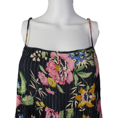 Auguste Black Floral Metallic Pinstripe Singlet Top – AU 10
