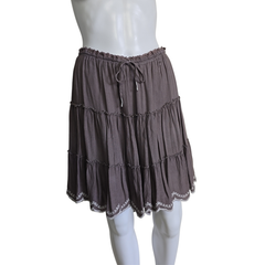 Arnhem Hand-Dyed Tiered Boho Mini Skirt – Grey Purple – AU 10