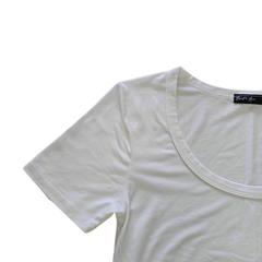 Brit & Bri White Scoop Neck Tee Size M Stretch Basic Top