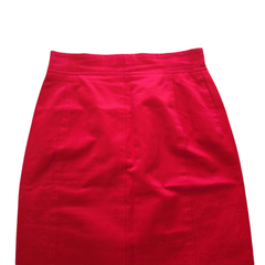 ESCADA Red Pencil Skirt Cotton Panelled AU 10 Designer Workwear