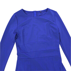 Navy Blue Long Sleeve Dress AU 10 Asymmetric Hem Elegant Dress