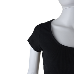 Lily Loves Black Ribbed Scoop-Neck Top – Fitted Essential (AU 10 / M)