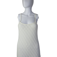 Billabong White Knit Midi Dress – Coastal Minimalist Summer Dress – Size AU 10