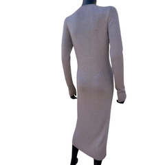 Gray long-sleeve dress on a mannequin against a white background