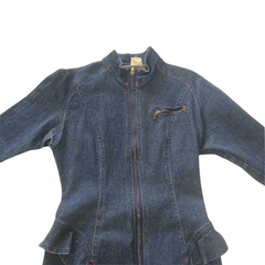 Vintage Scarpa Denim Dress AU 12 90s Y2K Zip Front Bodycon