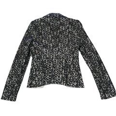 Blockout Lace Blazer AU 10 Black Cream Satin Tailored Jacket