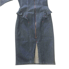 Vintage Scarpa Denim Dress AU 12 90s Y2K Zip Front Bodycon
