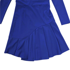 Navy Blue Long Sleeve Dress AU 10 Asymmetric Hem Elegant Dress