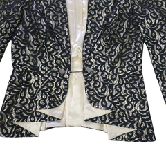 Blockout Lace Blazer AU 10 Black Cream Satin Tailored Jacket