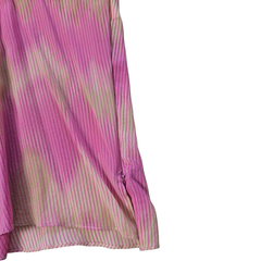 Lisa Ho Pink Beige Silk Blend Pleated Top – Metallic Trim (AU 8)