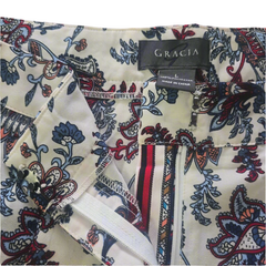 Gracia Printed Wide-Leg Pants – High Waist Statement Boho Trousers – Size L