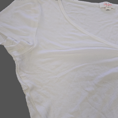 Lily Loves White Ruched Drawstring Top – Size AU 10 (Soft Ribbed Stretch Essential)