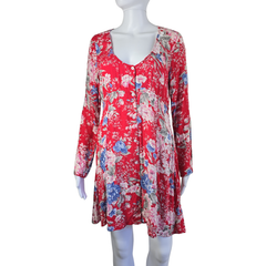 Auguste Red Floral Long Sleeve Mini Dress – Romantic Boho | AU 12