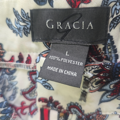 Gracia Printed Wide-Leg Pants – High Waist Statement Boho Trousers – Size L