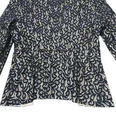 Blockout Lace Blazer AU 10 Black Cream Satin Tailored Jacket