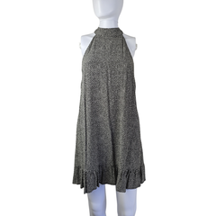 Auguste Charcoal Polka Dot Halter Mini Dress – Effortless Boho | AU 10