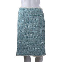 NWT Lisa Ho Teal Textured Pencil Skirt – Fringe Hem (AU 8)