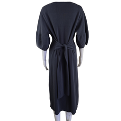 Basque Grey Puff Sleeve Midi Dress – Tie Waist (AU 18)