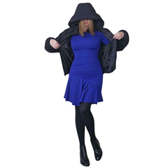 Navy Blue Long Sleeve Dress AU 10 Asymmetric Hem Elegant Dress