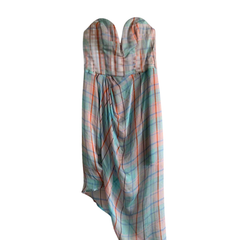 Zimmermann "Good Love" Pink Check Silk Plunge Dress – Size 1