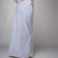 Charcoal White Linen Maxi Skirt - Size: AU12