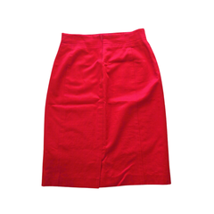 ESCADA Red Pencil Skirt Cotton Panelled AU 10 Designer Workwear
