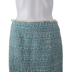 NWT Lisa Ho Teal Textured Pencil Skirt – Fringe Hem (AU 8)