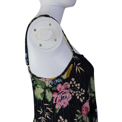 Auguste Black Floral Metallic Pinstripe Singlet Top – AU 10