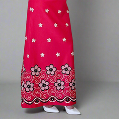 Vintage Pink Flower Power Maxi Skirt – Retro 70s Statement Piece
