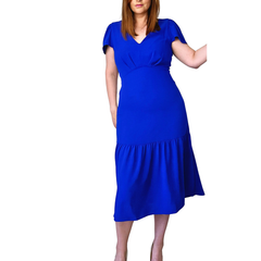 DKNY Cobalt Blue Flutter Sleeve Midi Dress – AU 10
