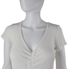 Lily Loves White Ruched Drawstring Top – Size AU 10 (Soft Ribbed Stretch Essential)
